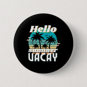 Hallo Zomer Vakantie Retro Strandvakantie Leraar I Ronde Button 5,7 Cm