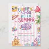 Hallo Zomer Vakantie Strepen Uitnodiging (Voorkant)