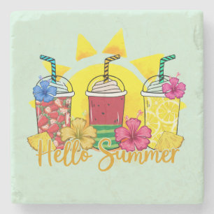 Hallo zomer Verfrissende tropische fruitsmoothie Stenen Onderzetter