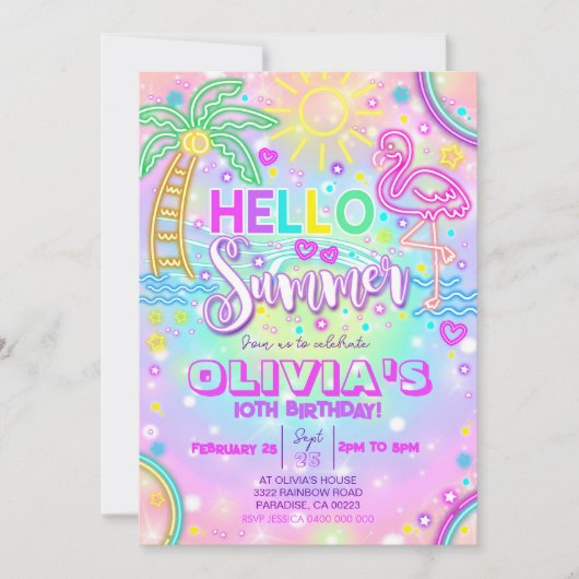 Hallo Zomer Verjaardag Uitnodiging (Voorkant)