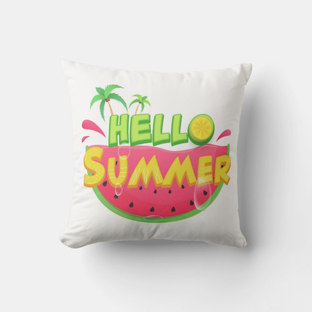 Hallo Zomer Watermeloen Buitenkussen (Voorkant)