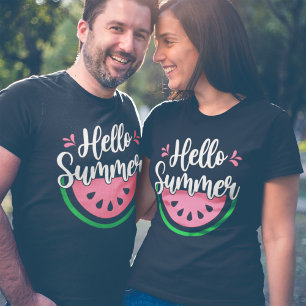 Hallo Zomer Watermeloen Fruit Vakantie Seizoen T-shirt