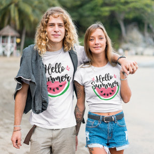 Hallo Zomer Watermeloen Fruit Vakantie Seizoen T-shirt