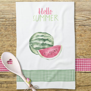 Hallo Zomer Watermeloen Gingham Theedoek
