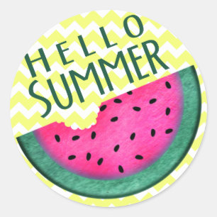 Hallo Zomer Watermeloen Slice Ronde Sticker