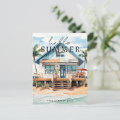Hallo Zomer Waterverf Beach House Realty Briefkaart (Staand voorkant)