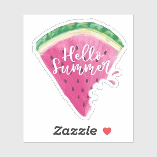 Hallo Zomer Waterverf Watermeloen Fruit Slice Sticker (Vel)
