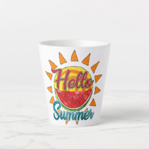Hallo zomer Waterverf Watermeloen & Levendige Zo Latte Mok