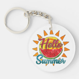Hallo zomer Waterverf Watermeloen & Levendige Zo Sleutelhanger