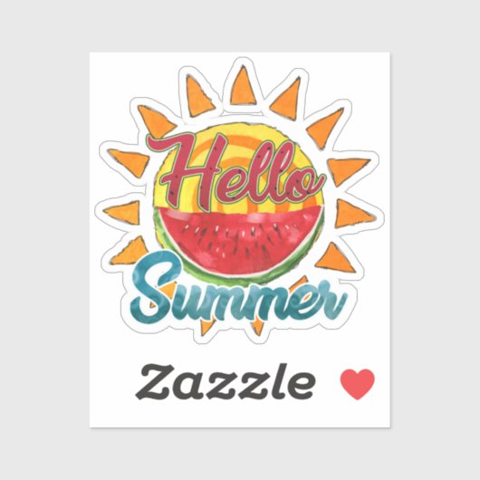 Hallo zomer | Waterverf Watermeloen & Levendige Zo Sticker (Vel)