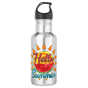 Hallo zomer   Waterverf Watermeloen & Levendige Zo Waterfles