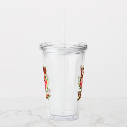 Hallo zomer | Waterverf Watermelon Design Acryl Drinkbeker (Rechts)