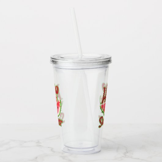 Hallo zomer | Waterverf Watermelon Design Acryl Drinkbeker (Links)