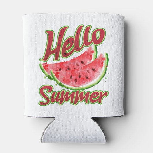 Hallo zomer | Waterverf Watermelon Design Blikjeskoeler (Achterkant)