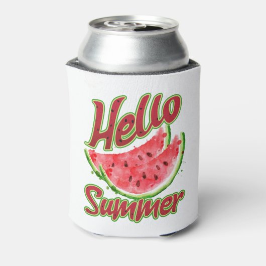 Hallo zomer | Waterverf Watermelon Design Blikjeskoeler (Blikje Achterkant)