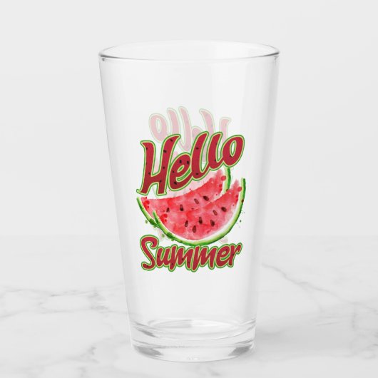 Hallo zomer | Waterverf Watermelon Design Glas (Voorkant)