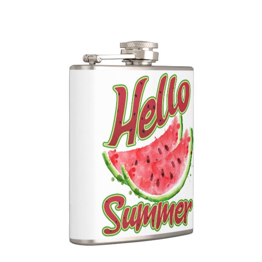 Hallo zomer | Waterverf Watermelon Design Heupfles (Rechts)