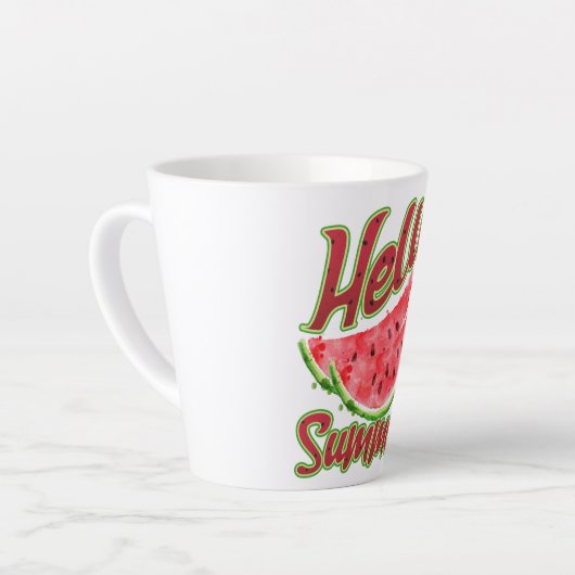 Hallo zomer | Waterverf Watermelon Design Latte Mok (Linkerhoek)