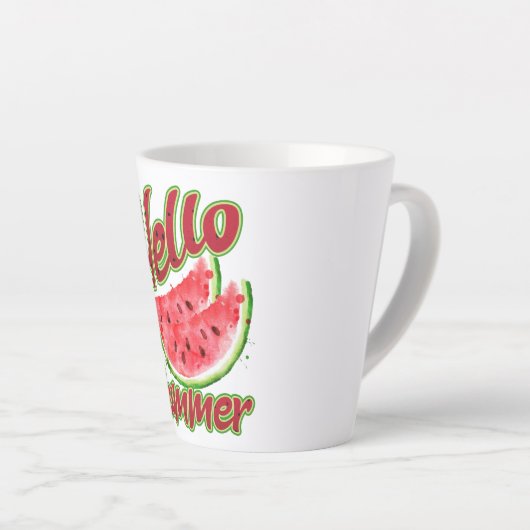 Hallo zomer | Waterverf Watermelon Design Latte Mok (Rechterhoek)