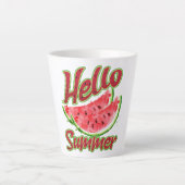 Hallo zomer | Waterverf Watermelon Design Latte Mok (Voorkant)