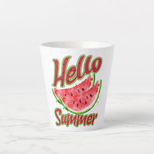 Hallo zomer   Waterverf Watermelon Design Latte Mok