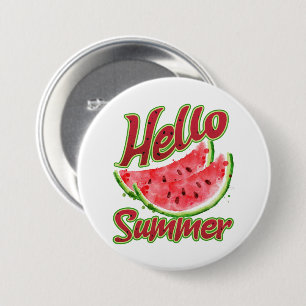 Hallo zomer Waterverf Watermelon Design Ronde Button 7,6 Cm