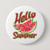 Hallo zomer | Waterverf Watermelon Design Ronde Button 7,6 Cm (Voorkant)
