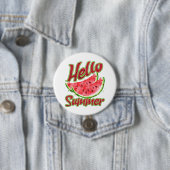 Hallo zomer | Waterverf Watermelon Design Ronde Button 7,6 Cm (In situ)
