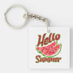 Hallo zomer Waterverf Watermelon Design Sleutelhanger