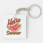 Hallo zomer | Waterverf Watermelon Design Sleutelhanger (Achterkant)
