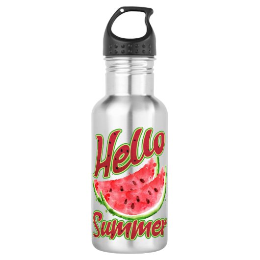 Hallo zomer | Waterverf Watermelon Design Waterfles (Voorkant)