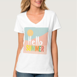 Hallo zomer witte cute kleurrijke tekst gebaseerde t-shirt