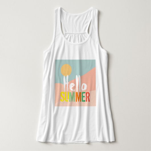 hallo Zomer-witte, schattige tekst Tanktop (Design voorkant)