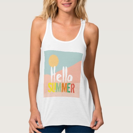 hallo Zomer-witte, schattige tekst Tanktop (Voorkant)