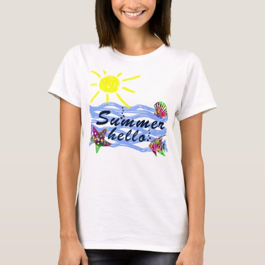 hallo Zomer zee en zon T-shirt (Voorkant)