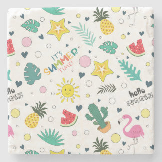 hallo zomer, zomertijd, zomertijd stenen onderzetter