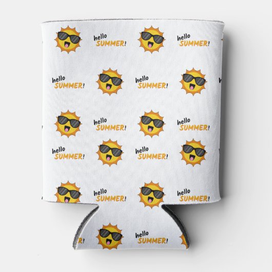 Hallo Zomer Zon met Zonnebril Blikjeskoeler (Voorkant)