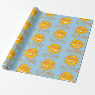 hallo Zomer Zon met zonnebril Cadeaupapier