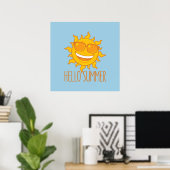 hallo Zomer Zon met zonnebril Poster (Thuiskantoor)