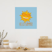 hallo Zomer Zon met zonnebril Poster (Keuken)