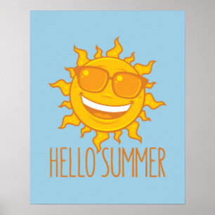 hallo Zomer Zon met zonnebril Poster
