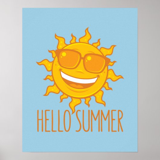 hallo Zomer Zon met zonnebril Poster (Voorkant)