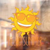hallo Zomer Zon met zonnebril Raamsticker (Vel 2)