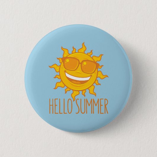 hallo Zomer Zon met zonnebril Ronde Button 5,7 Cm (Voorkant)