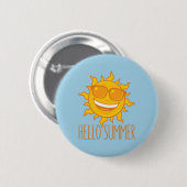 hallo Zomer Zon met zonnebril Ronde Button 5,7 Cm (Voorkant /achterkant)