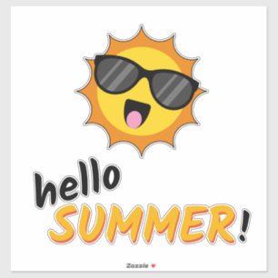 Hallo Zomer Zon met Zonnebril Sticker