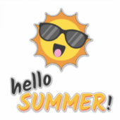 Hallo Zomer Zon met Zonnebril Sticker (Voorkant)