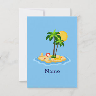 Hallo Zomer Zon Retro Cirkel Vintage Strand  Bedankkaart