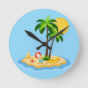Hallo Zomer Zon Retro Cirkel Vintage Strand Ronde Klok