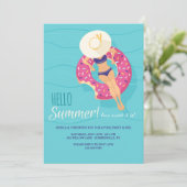 Hallo Zomer Zwembad Feest Uitnodigingen (Staand voorkant)